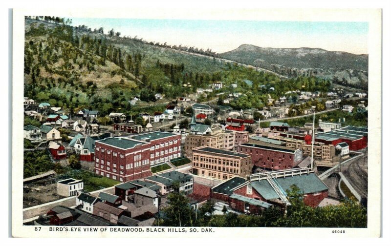 Bird's-Eye View of Deadwood, Black Hills, SD Postcard *6E14
