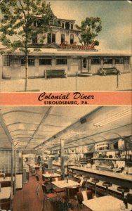 Stroudsburg PA Pennsylvania Colonial Diner c1930-50s Vintage Postcard