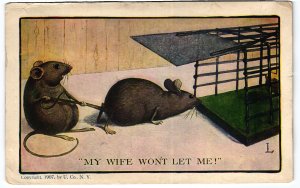 13997 Rats at the Trap, Comic Post Card, 1907