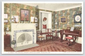 Portland Maine~Longfellow's Old Home Interior~Parlor~c1910 Detroit Publ Postcard