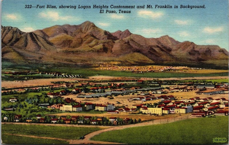 Vtg El Paso Texas TX Fort Bliss Logan Heights Containment Mt Franklin Postcard
