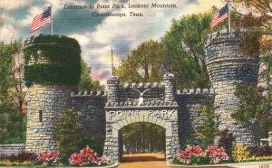 Vintage Postcard 1930's Entrance To Point Park Lookout Mountain Chattanooga TN