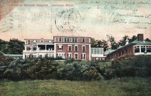 Vintage Postcard 1907 Lawrence General Hospital Building Lawrence Massachusetts