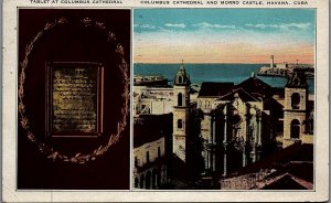 1935 HAVANA CUBA COLUMBUS CATHEDRAL MORRO CASTLE USA POSTCARD 26-143