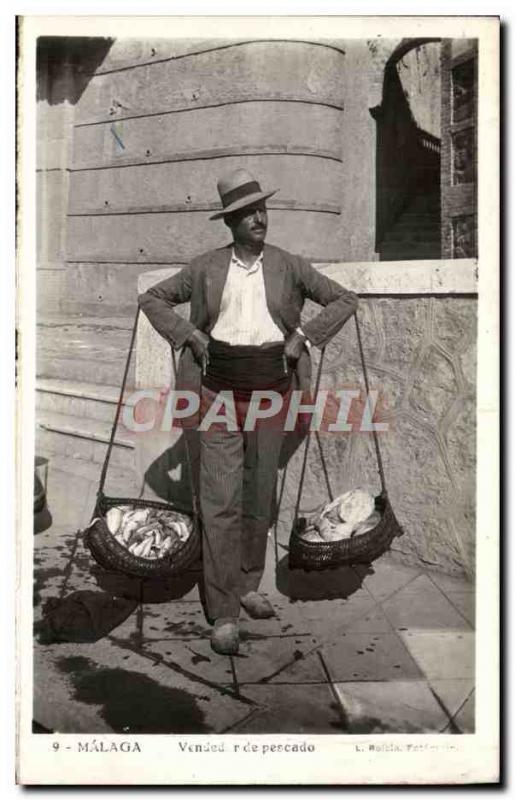 Postcard Old Malaga vended Pescado Folklore