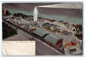 c1905's White City By Night Aerial View Spot Light Chicago Illinois IL Postcard