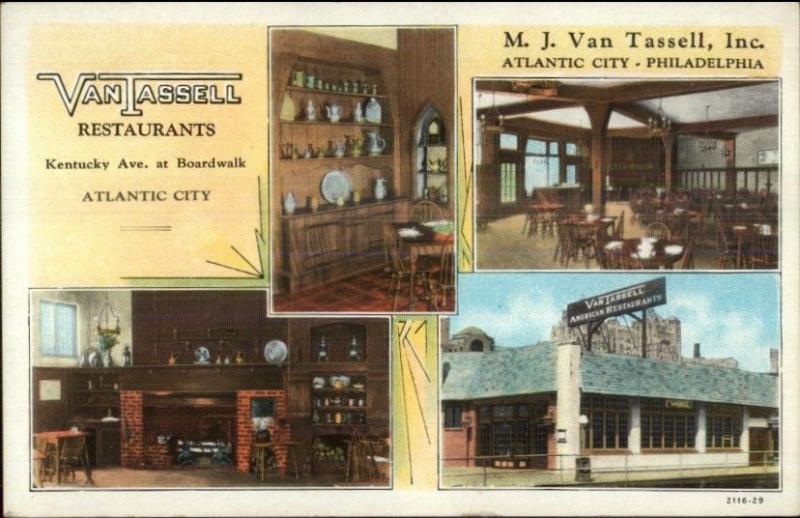 Atlantic City & Philadelphia Van Tassell Restaurants c1920 Postcard