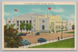 Foreign~Winnipeg Manitoba Canada~Winnipeg Auditorium~Flags~Vintage Postcard