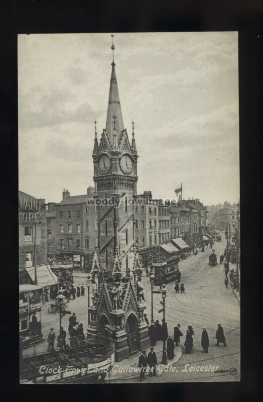 TQ3559 - Leics - Early Clock Tower & Gallowtree Gate in Leicester - postcard