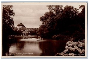 Wiesbaden Hesse Germany Postcard View of Kurhaus Garden View 1929 Vintage Posted