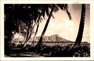 Real Photo Postcard View of Diamond Head, Waikiki, Honolulu, Oahu, Hawaii