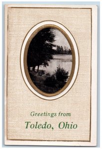 Toledo Ohio OH Postcard Greetings River View And Trees Embossed 1909 Antique