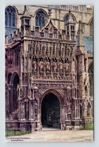 Gloucester Cathedral South Porch Postcard UNP VTG Salmon Unused Vintage 
