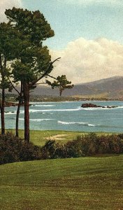 Vintage Carmel Bay, Front of Del Monte Lodge, Pebble Beach, CA Postcard P125