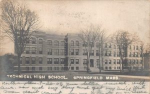 RPPC TECHNICAL HIGH SCHOOL SPRINGFIELD MASSACHUSETTS REAL PHOTO POSTCARD 1907