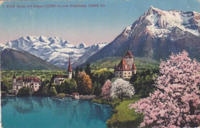 Switzerland Spiez mit Niesen und Bluemisalp 1920