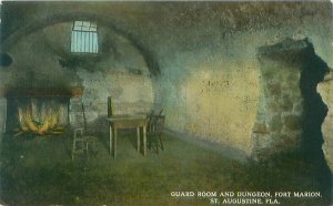 St Augustine Florida Ft Marion Guard Room and Dungeon Litho Postcard