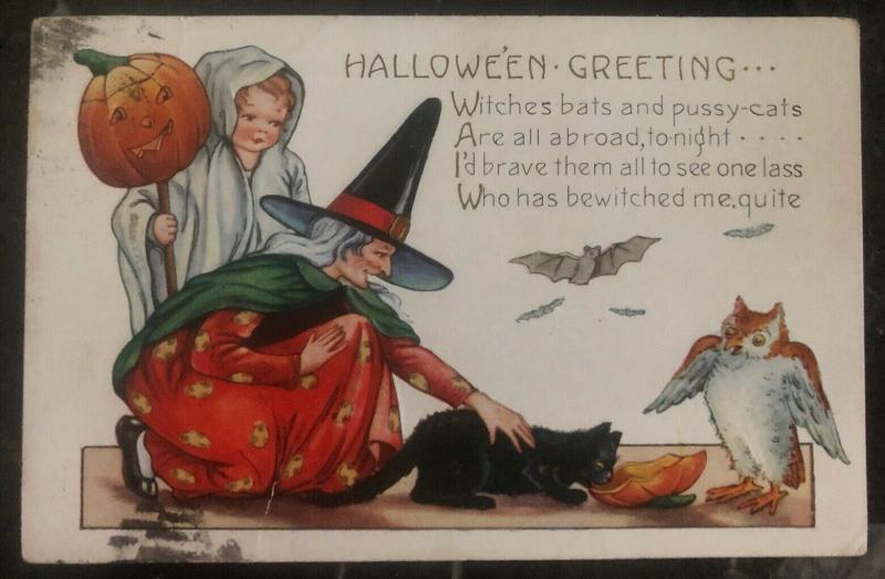 1901 New York Usa Picture Postcard PPC Cover Halloween Greetings