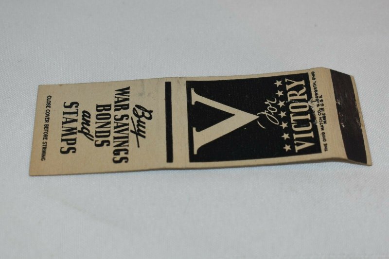 V for Victory Buy War Savings Bonds and Stamps 20 Strike Matchbook Cover