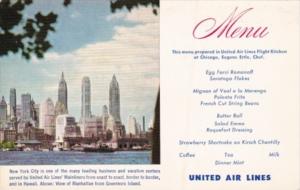 Advertising United Air Lines Menu Chicago Flight Kitchen 
