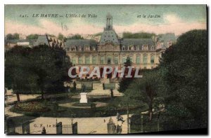 Old Postcard Le Havre Hotel de Ville and the garden