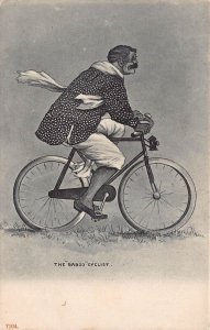 INDIA ?~THE BABOO CYCLIST~1900 BICYCLE POSTCARD