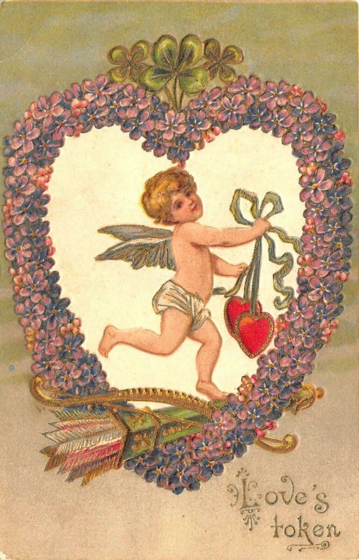 Love's Token Embossed Valentine Postcard