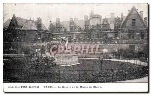 Old Postcard The Paris Square and the Museum of Cluny