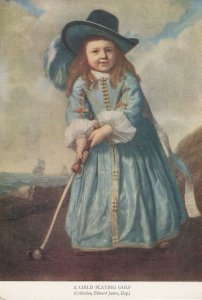 A Child Playing Golf Edward James Cuyp Old Painting Vintage Postcard