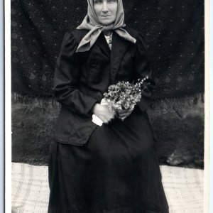 c1910s Lovely Old Lady Woman RPPC Sharp Blue White Eyes Real Photo European A185