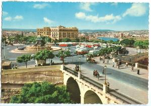 Malta, Floriana, Bus Terminus and Triton Fountain, 1960s unused Postcard