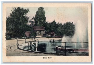 c1950 Blue Bath Fountain House Dirt Path Trees New Zealand NZ Vintage Postcard 