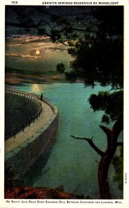 Wyoming Granite Springs Reservoir By Moonlight Between Cheyenne and Laramie