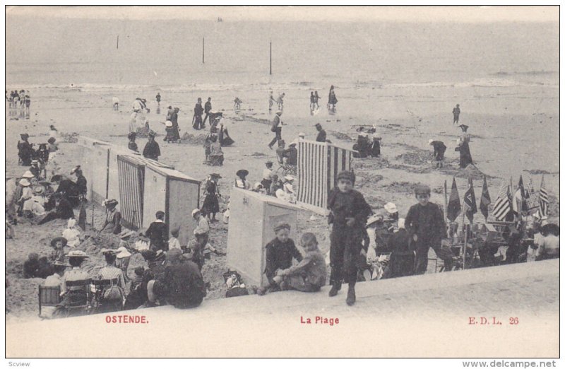 OSTENDE, West Flanders, Belgium, 1900-1910s; La Plage