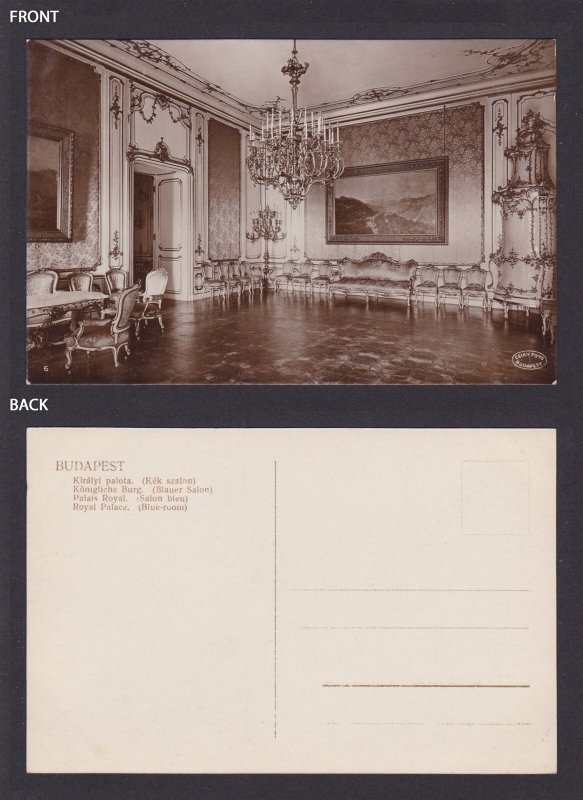 Postcard Hungary, Budapest, Royal Palace, Blue-room