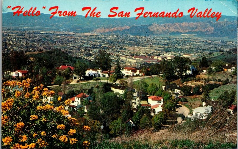 Greetings From San Fernando Valley Los Angeles CA Vintage Postcard