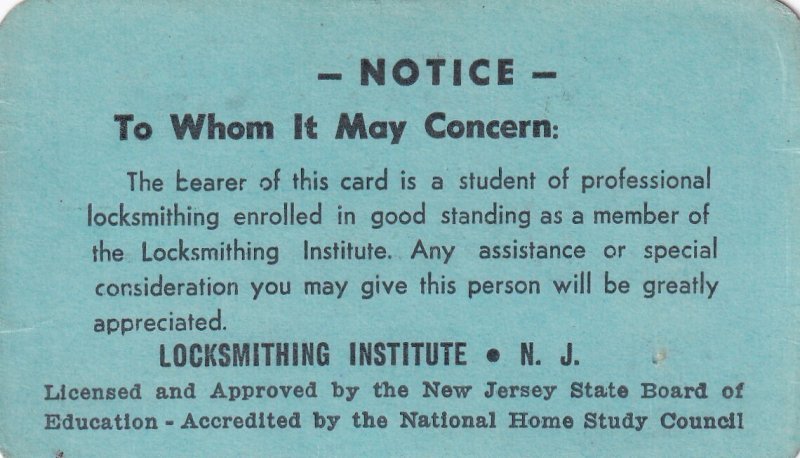 4- 1970s Certified Lock Smith Cards (61158)