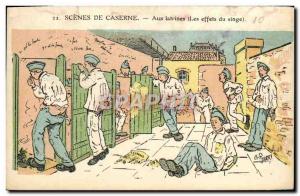 Old Postcard Army To latrines The effects of the monkey