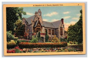 Vintage 1940s Postcard St. Benedict's R.C. Church, Stamford, Connecticut