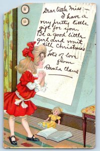Christmas Postcard Little Girl Letter Doll Walla Walla Washington WA 1908 Posted