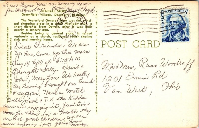 General Store Greenfield Village Dearborn Michigan MI Postcard PM Cancel WOB VTG 