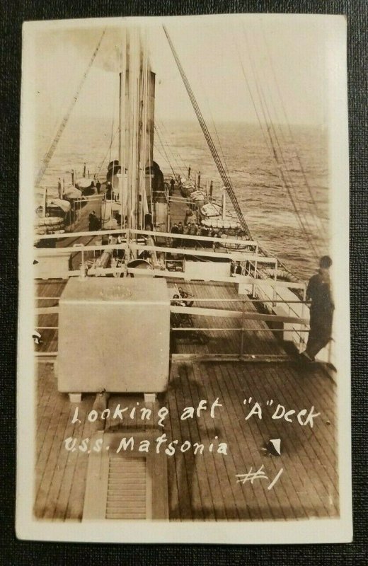 Vintage RPPC Photo Postcard US Navy USS Matsonia