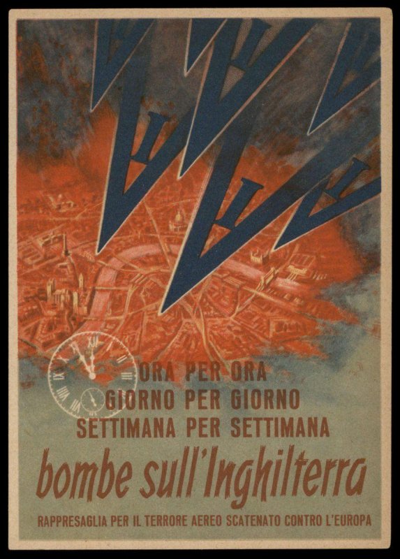 Italy V1 Rockets on England RSI Propaganda Card 100251