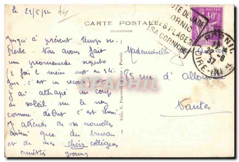 Old Postcard Pornic (Loire-Inf) Vue Generale City shooting I Anse aux Rabbits