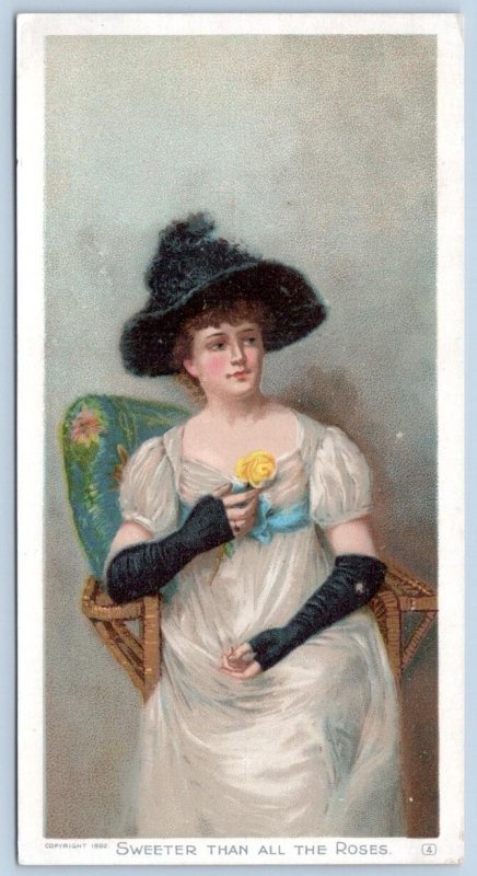 1892 NEWSBOY PLUG TOBACCO VICTORIAN TRADE CARD SWEETER THAN ALL THE ROSES