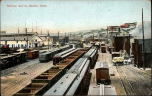 Seattle Washington WA Railroad Ave Train Cars c1910 Postcard