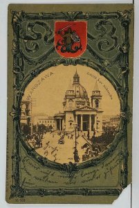 POLAND Warszawa St. Alexander's Church COAT OF ARMS c1901 Russia Postcard K19