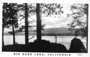 Big Bear Lake California View Through Trees~Mountains Bknd~1952 RPPC-Postcard