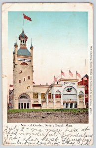 REVERE BEACH MASSACHUSETTS~NAUTICAL GARDEN DANCE PAVILION~1907 ANTIQUE POSTCARD