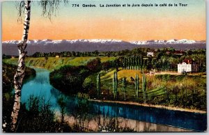 Switzerland, La Jonction el le Jura Depuis Le Cafe de la Tour, Vintage Postcard